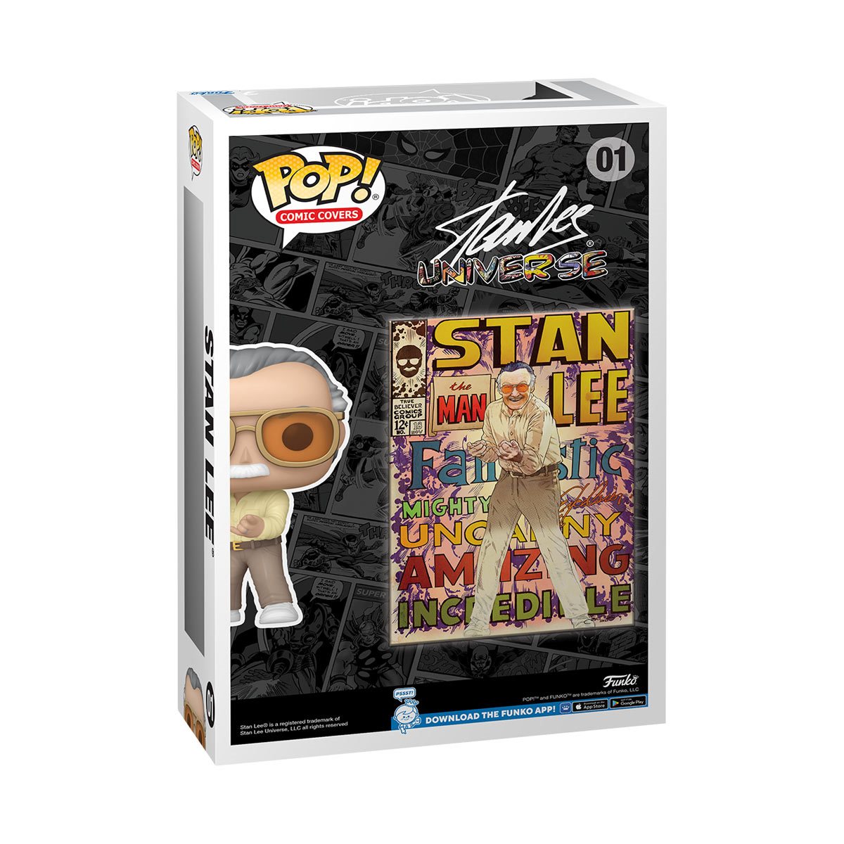 Marvel Stan Lee Pop! comic cover case, back of the case.