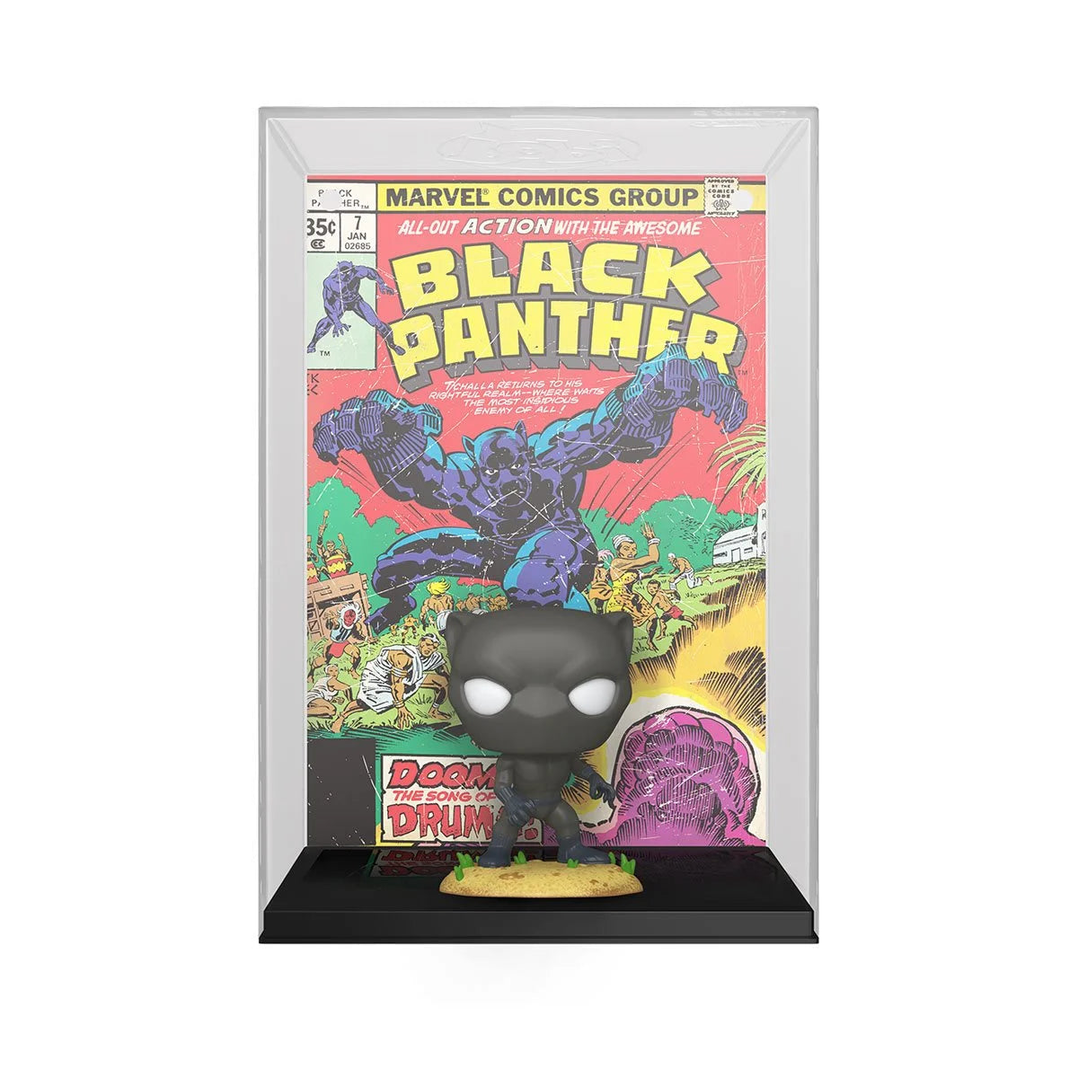 Black Panther Pop! Comic Cover Figure with Case on white background.